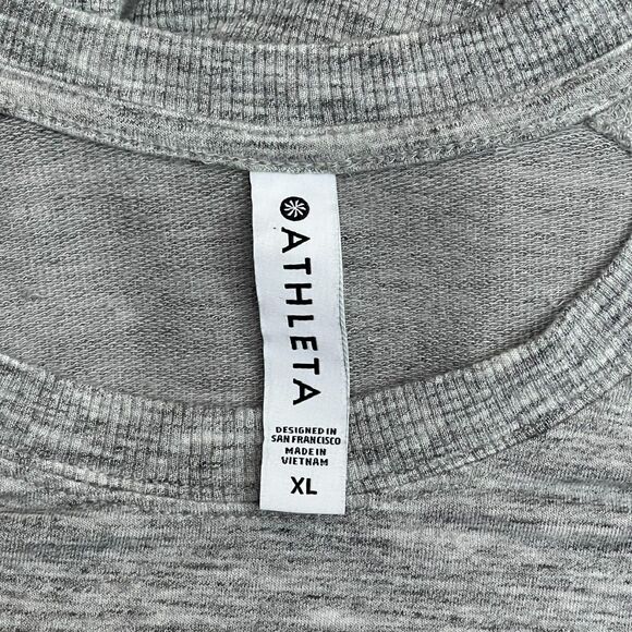 Athleta Womens Crew Neck Round Tulip Hem Long Sleeve Gray Athletic Sweatshirt XL - Picture 4 of 6